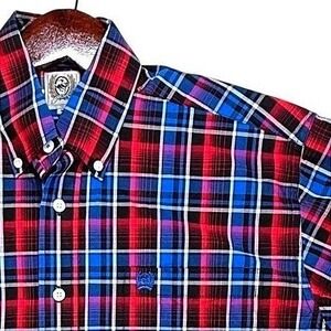 Cinch Shirt Mens S Colorful Plaid Button-Down Short Sleeve Western Cowboy